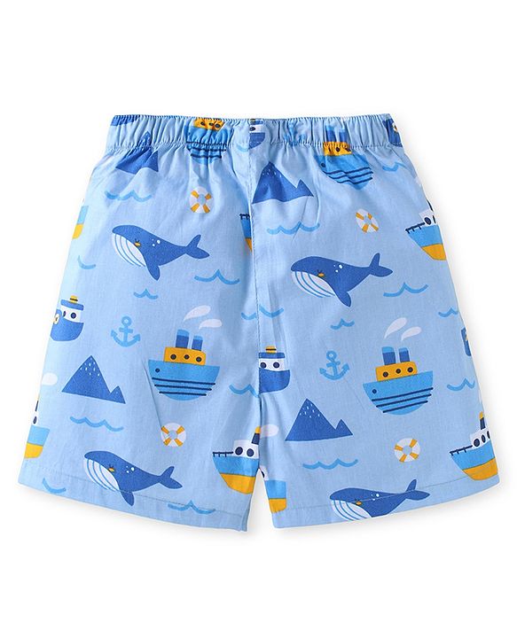 Babyhug Cotton Woven Regular Boxers Jungle Print Pack of 3 - Green & Blue
