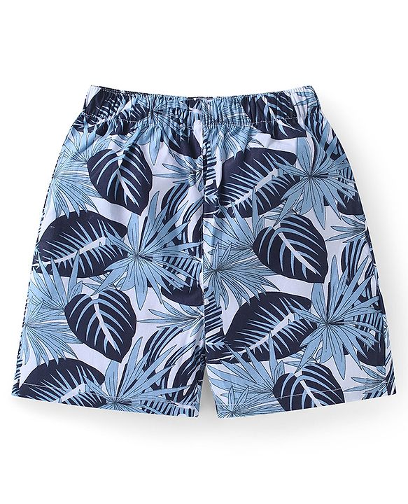 Babyhug Cotton Woven Regular Boxers Jungle Print Pack of 3 - Green & Blue