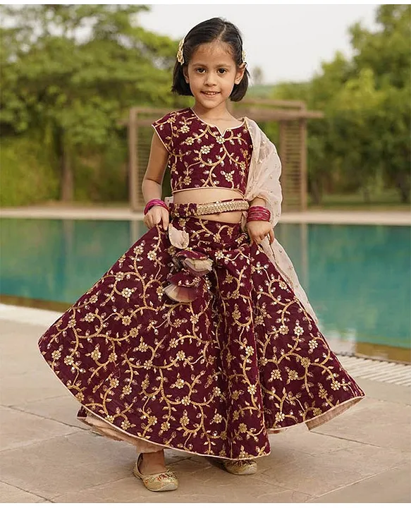 Elite Net Wine Resham A Line Lehenga Choli