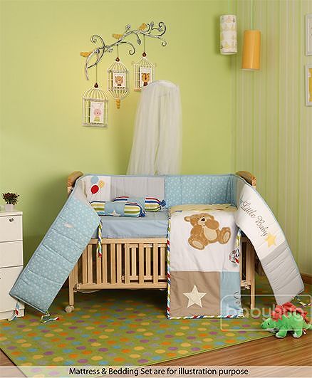 Babyhug Kelly Wooden Cot with Detachable Bassinet & Mosquito Net  Natural| Adjustable Height| Wheels for Easy Movement| Easy to Assemble| Foldable Side Rail| Foldable Table|  Storage Space