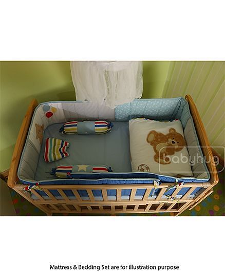 Babyhug Kelly Wooden Cot with Detachable Bassinet & Mosquito Net  Natural| Adjustable Height| Wheels for Easy Movement| Easy to Assemble| Foldable Side Rail| Foldable Table|  Storage Space