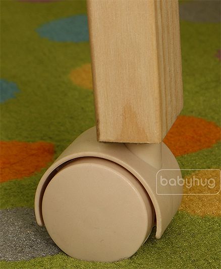 Babyhug Kelly Wooden Cot with Detachable Bassinet & Mosquito Net  Natural| Adjustable Height| Wheels for Easy Movement| Easy to Assemble| Foldable Side Rail| Foldable Table|  Storage Space