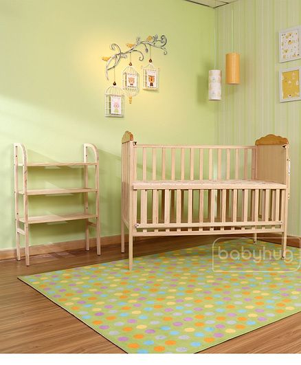 Babyhug Lily Wooden Cot with Detachable Bassinet & Side Shelf - Light Brown| Adjustable Height| Wheels for Easy Movement| Easy to Assemble| Mosquito Net| Foldable Side Rail|Extendable Head Board