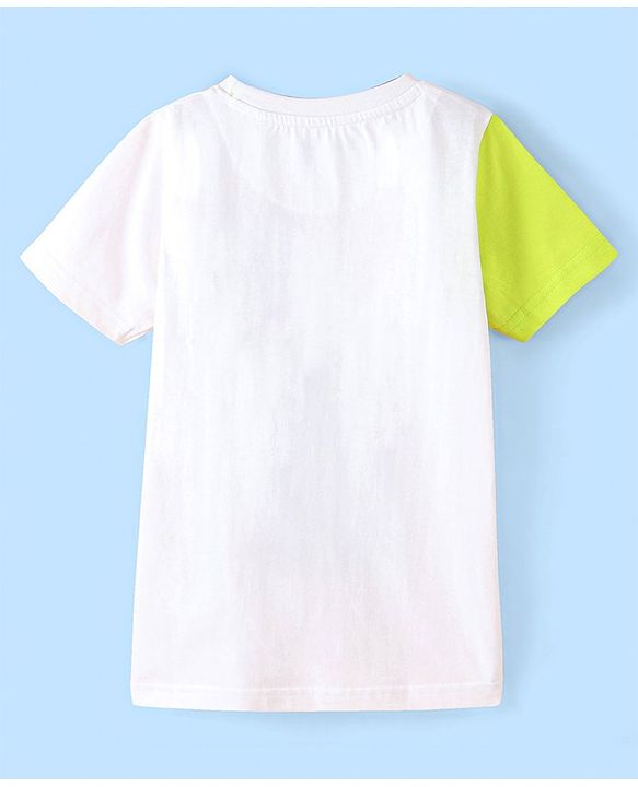 Pine Kids 100% Cotton Knit Half Sleeves T-Shirt Summer Print- White
