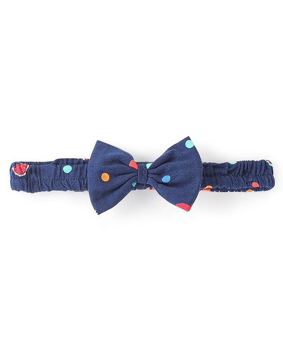 Babyhug 100% Cotton Knitted Frill Sleeves Frock With Bloomer & Headband Strawberry Printed - Navy