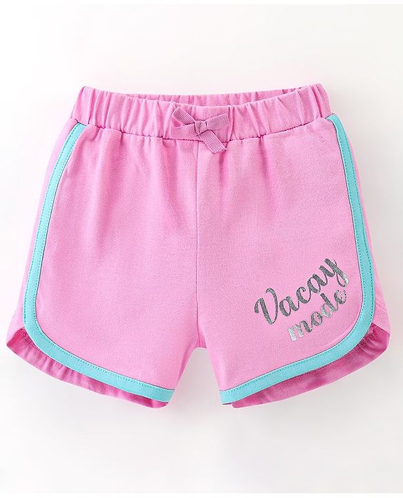 Babyhug 100% Cotton Sleeveless Top and Shorts Set Vacay Print - Blue & Pink