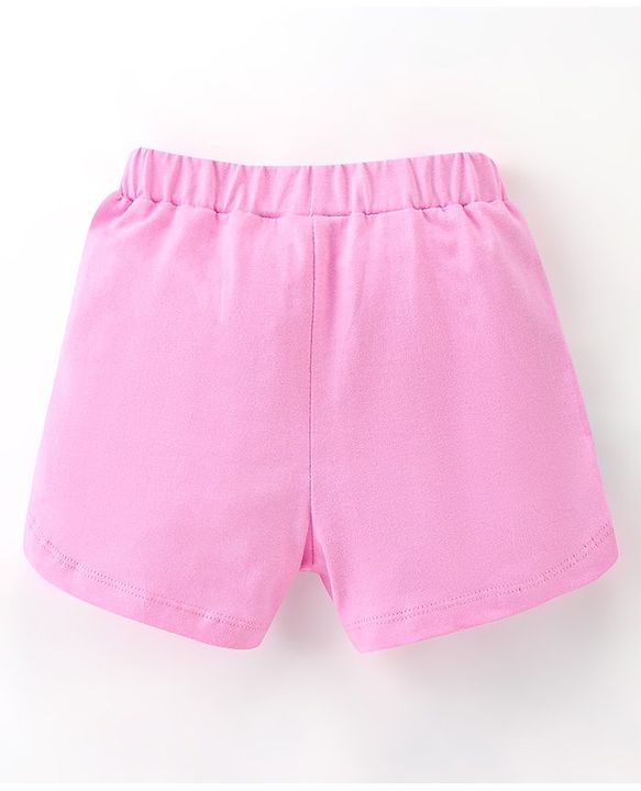 Babyhug 100% Cotton Sleeveless Top and Shorts Set Vacay Print - Blue & Pink