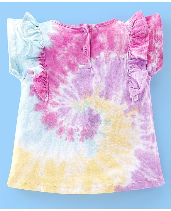 Babyhug 100% Cotton Knit Half Sleeves Top with Shorts Tie Dye Print - Pink & White