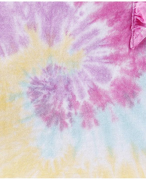 Babyhug 100% Cotton Knit Half Sleeves Top with Shorts Tie Dye Print - Pink & White