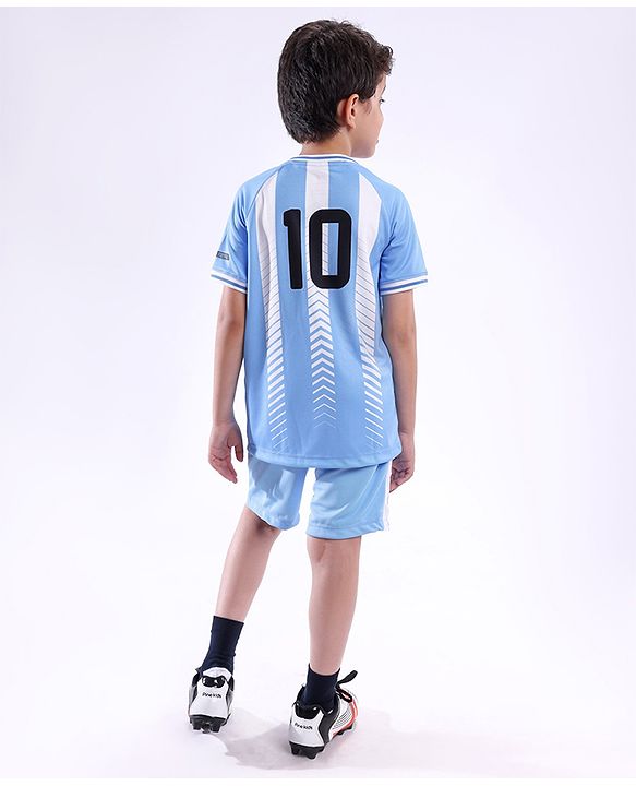 Pine Active Half Sleeves  Tee with Shorts Argentina Football Set - Blue