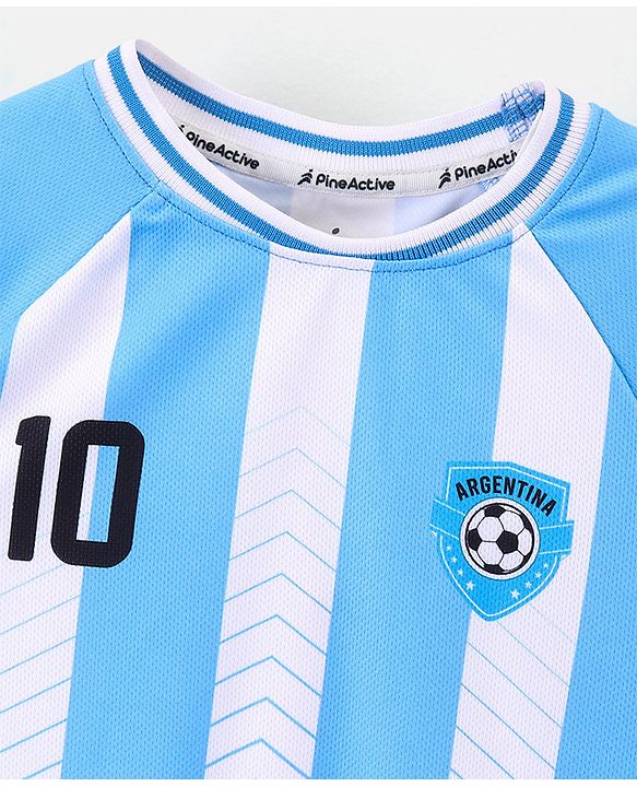 Pine Active Half Sleeves  Tee with Shorts Argentina Football Set - Blue