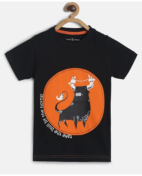 Boy's Bull Bear Print Cute T shirt Clothing Casual Round - Temu