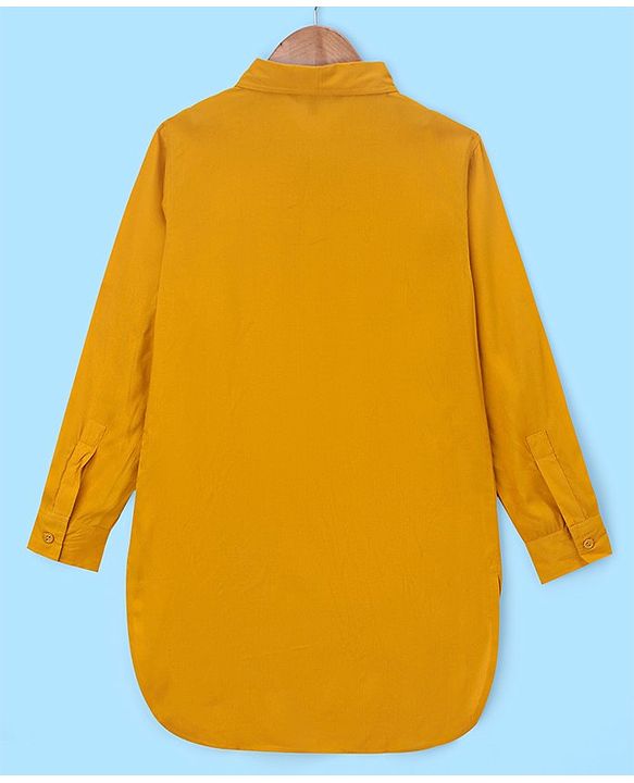 Pine Kids Rayon Woven Full Sleeves Solid Pathani Kurta- Yellow