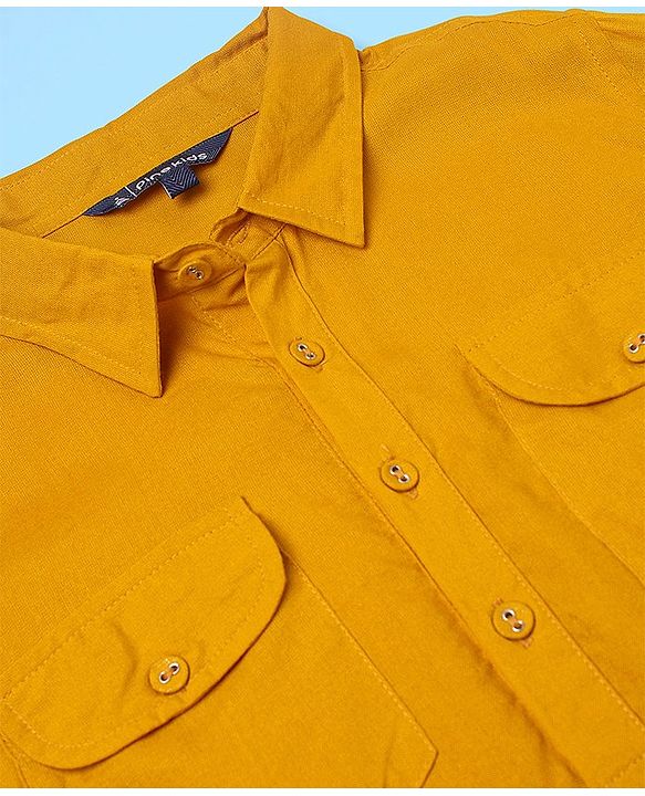 Pine Kids Rayon Woven Full Sleeves Solid Pathani Kurta- Yellow