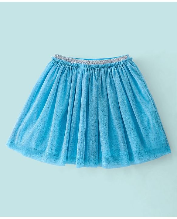 Babyhug 100% Cotton Half Sleeves Top and Skirt Text Printed - White & Blue