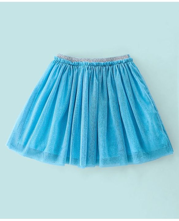 Babyhug 100% Cotton Half Sleeves Top and Skirt Text Printed - White & Blue