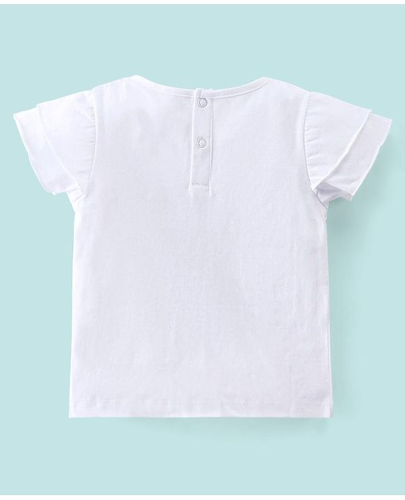 Babyhug 100% Cotton Half Sleeves Top and Skirt Text Printed - White & Blue