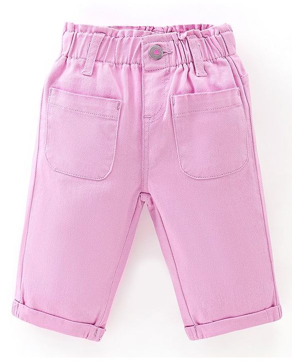 Babyhug Cotton Stretchable Capri Solid- Lilac