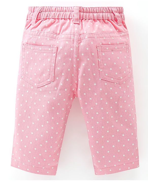 Babyhug Cotton Stretchable Capri Polka Dot Print- Pink