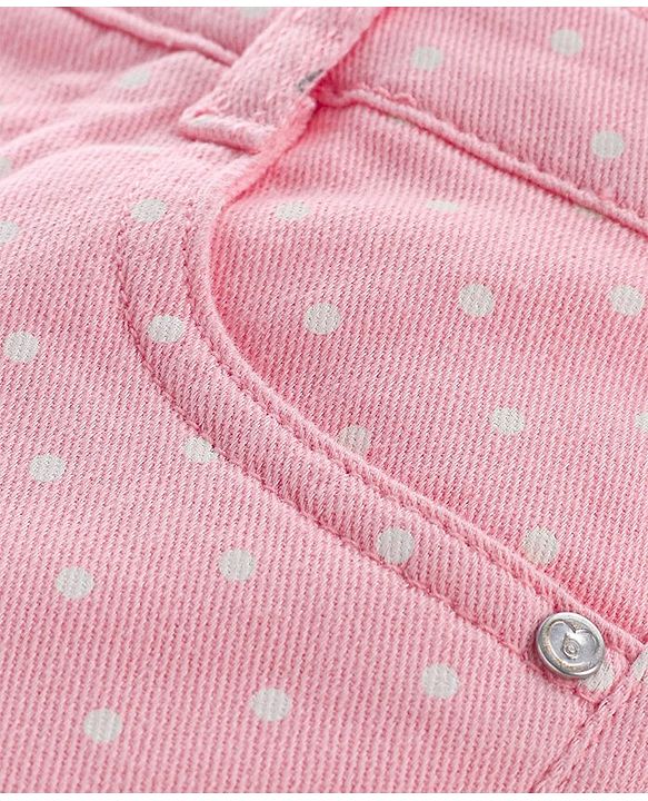 Babyhug Cotton Stretchable Capri Polka Dot Print- Pink