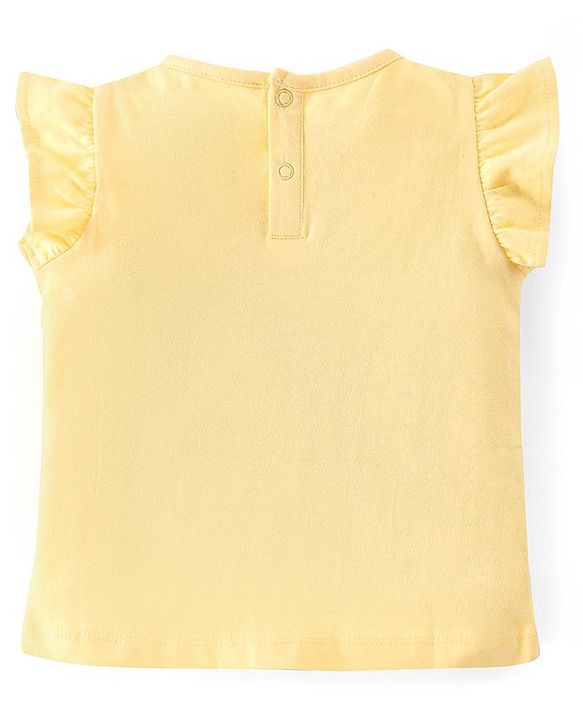 Babyhug 100% Cotton Half Sleeves Top and Skirt Butterfly Printed - Yellow & Lilac