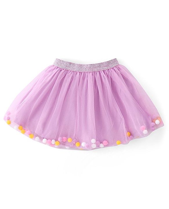 Babyhug 100% Cotton Half Sleeves Top and Skirt Butterfly Printed - Yellow & Lilac