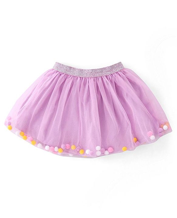 Babyhug 100% Cotton Half Sleeves Top and Skirt Butterfly Printed - Yellow & Lilac