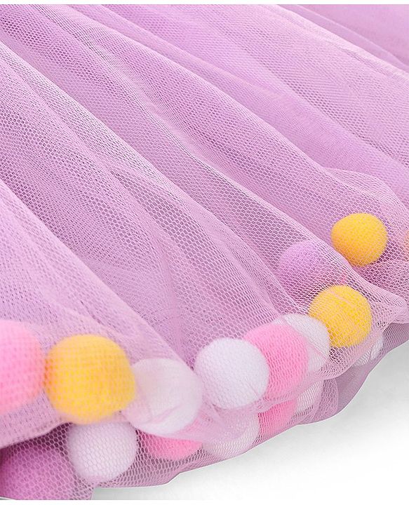 Babyhug 100% Cotton Half Sleeves Top and Skirt Butterfly Printed - Yellow & Lilac