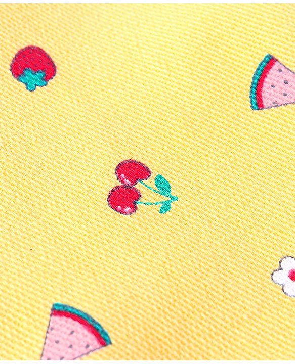 Babyhug Twill Woven Stretchable Capri With Fruits Print - Yellow