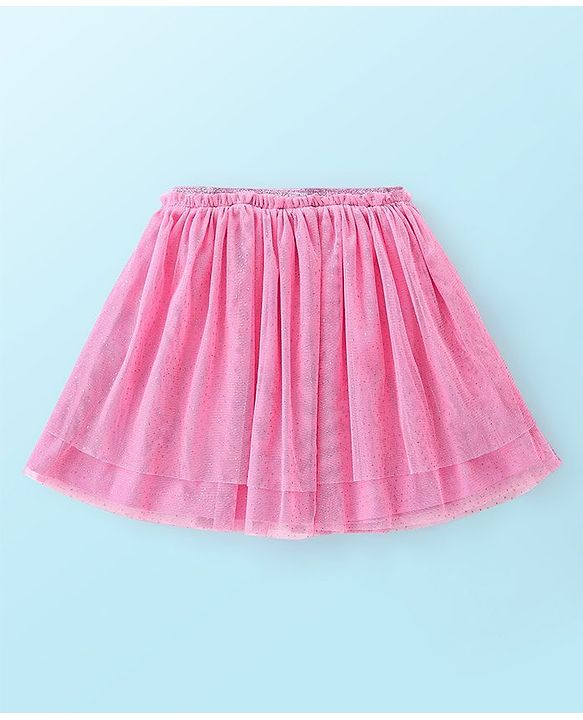 Babyhug 100% Cotton Knit Singlet Sleeves Top & Skirt Set Floral Print - Pink