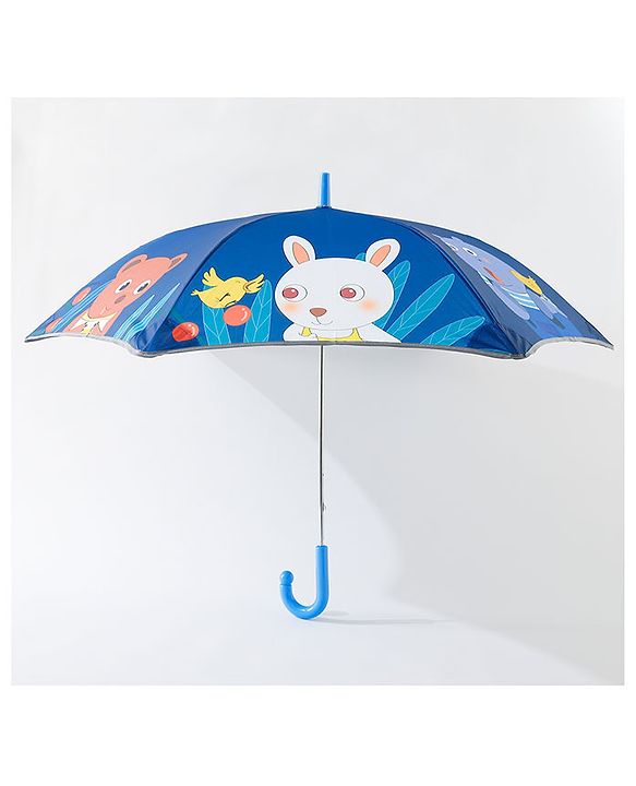 Babyhug Cartoon Animal Print Umbrella  Free Size - Navy Blue