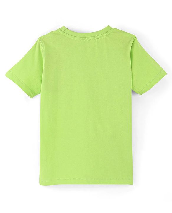 Pine Kids 100% Cotton Knit Half Sleeves Bio Washed Solid Color T-Shirt - Lime Punch