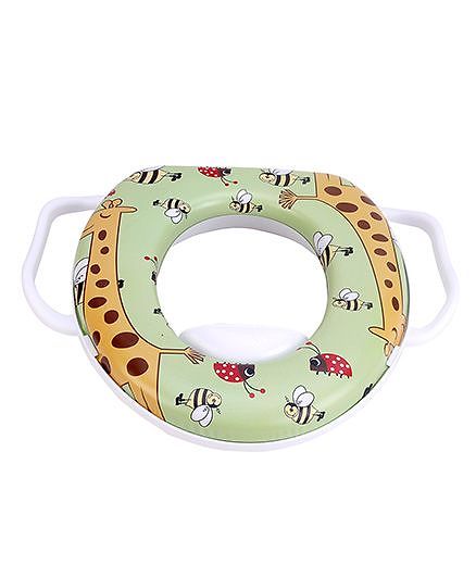 Babyhug Cushioned Potty Seat With Handle Giraffe Print - Green