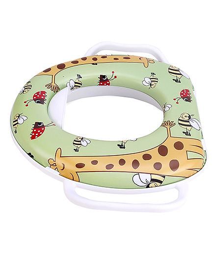 Babyhug Cushioned Potty Seat With Handle Giraffe Print - Green