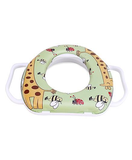 Babyhug Cushioned Potty Seat With Handle Giraffe Print - Green