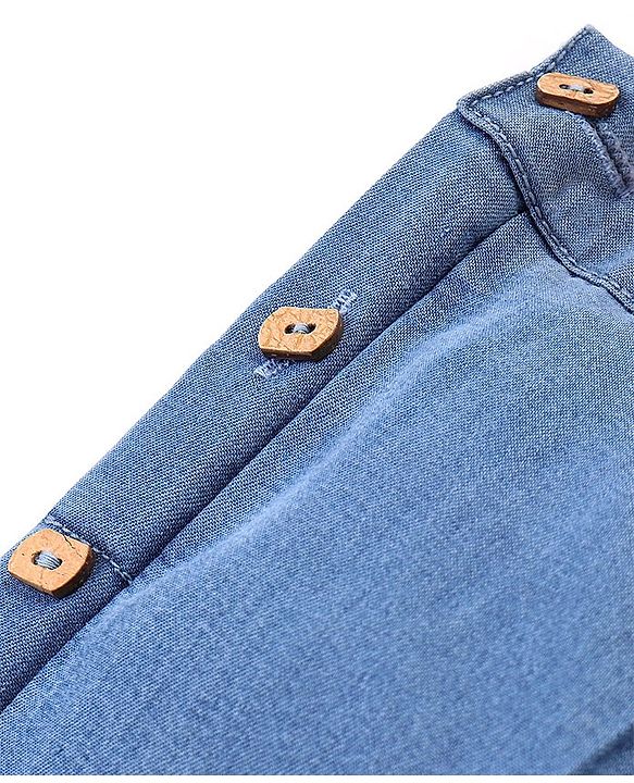 Babyhug Cotton Denim Ankle Length Solid Colour Culottes- Blue