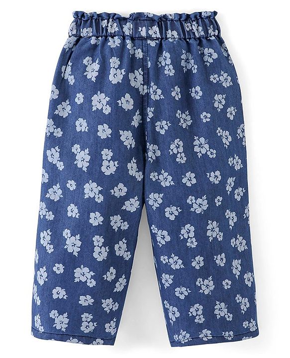 Babyhug Cotton Ankle Length Culottes Floral Print - Dark Blue