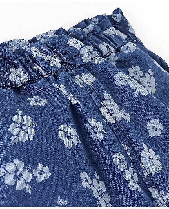 Babyhug Cotton Ankle Length Culottes Floral Print - Dark Blue