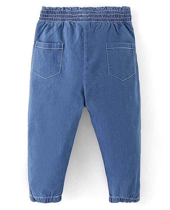 Babyhug Denim Full Length Stretchable Jogger Solid Colour - Light Blue