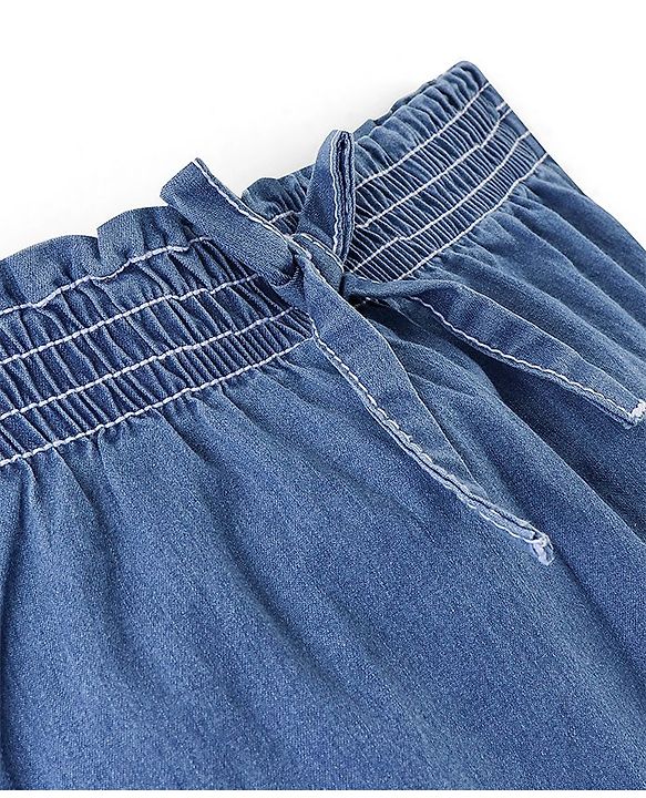 Babyhug Denim Full Length Stretchable Jogger Solid Colour - Light Blue
