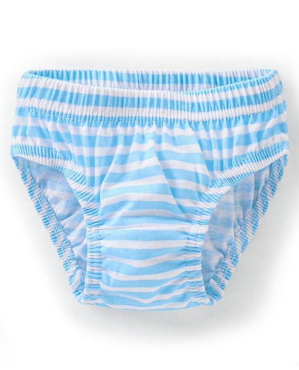 Babyhug 100% Cotton Knit Antibacterial Panties Stripes & Butterfly Print Pack of 3 - Pink & Blue