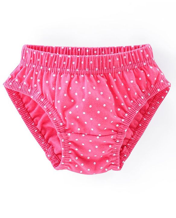Babyhug 100% Cotton Antibacterial Panties Polka Dot Print Pack of 5 - Pink Blue & Yellow