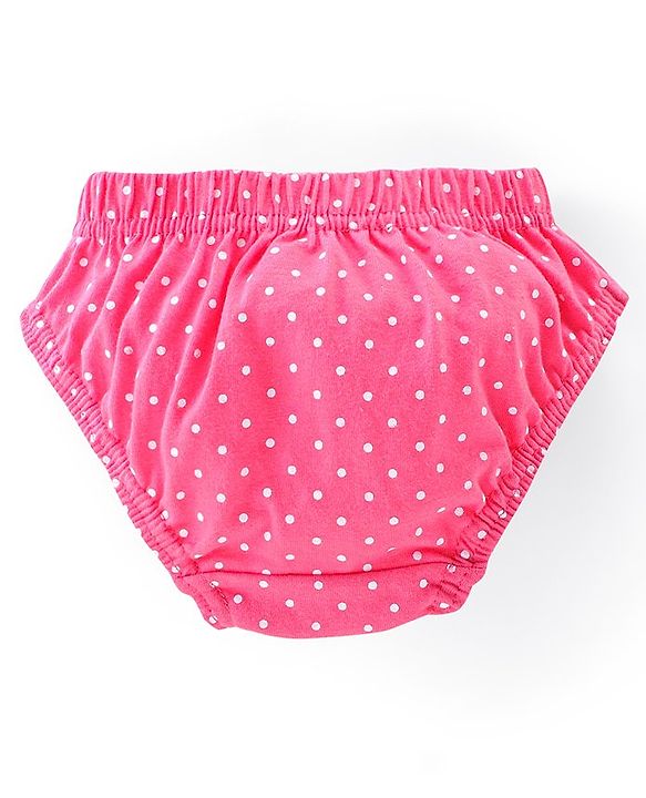 Babyhug 100% Cotton Antibacterial Panties Polka Dot Print Pack of 5 - Pink Blue & Yellow