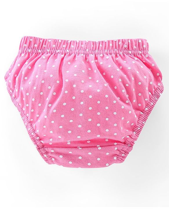 Babyhug 100% Cotton Antibacterial Panties Polka Dot Print Pack of 5 - Pink Blue & Yellow