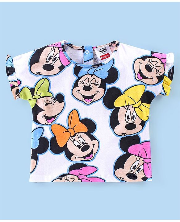 Babyhug 100% Cotton Half Sleeves Top & Shorts Set Minnie Mouse Print- Pink