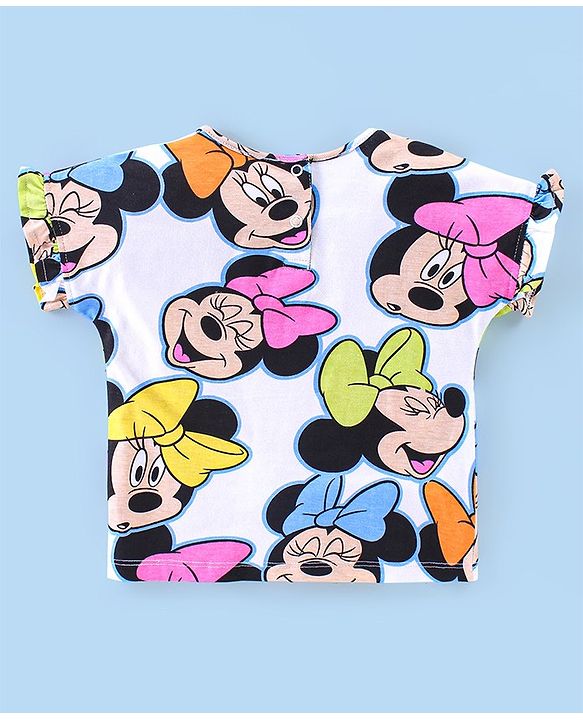 Babyhug 100% Cotton Half Sleeves Top & Shorts Set Minnie Mouse Print- Pink
