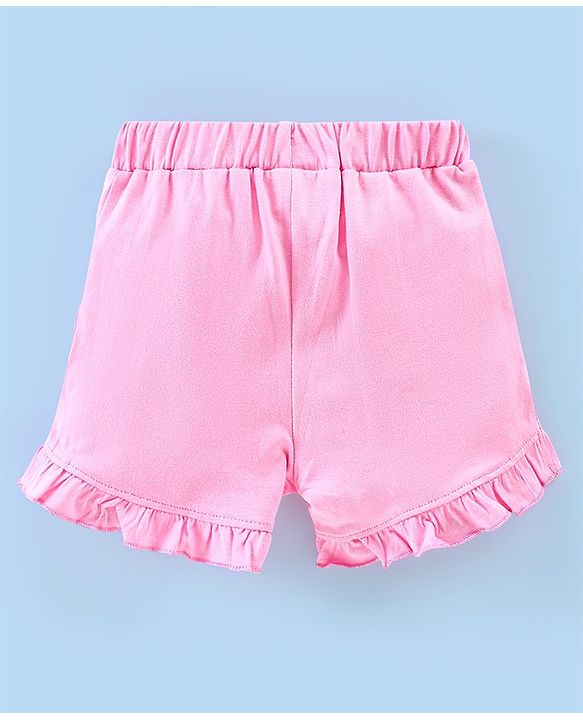 Babyhug 100% Cotton Half Sleeves Top & Shorts Set Minnie Mouse Print- Pink