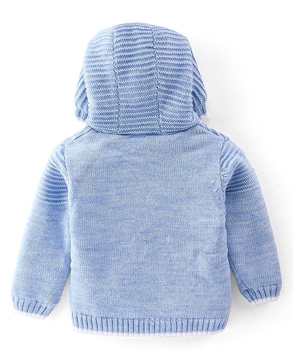 Babyhug Full Sleeves Hooded Sweater Unicorn Design - Blue