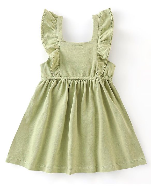 Babyhug 100% Cotton Knit Dino Print Frock with Half Sleeves T-Shirt Heart Print - Pink & Green