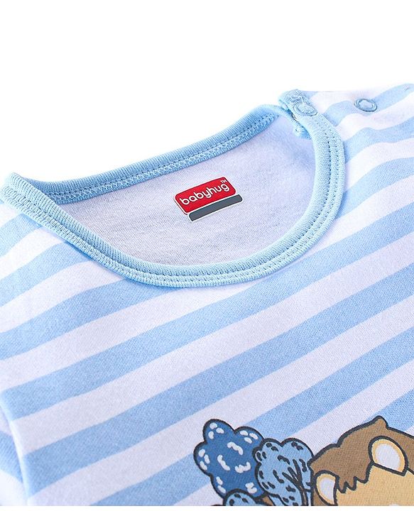 Babyhug Half Sleeves 100% Cotton Onesie Lion Print - Blue